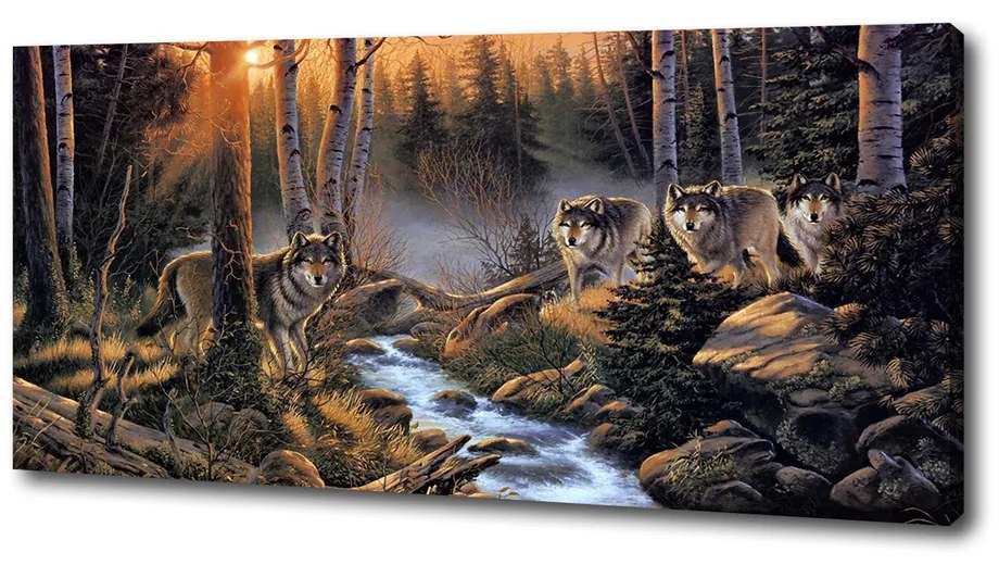 Tablou canvas Haită de lupi