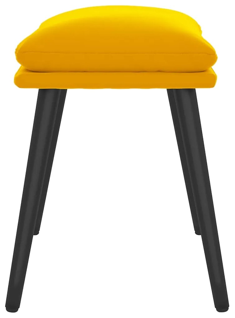 Taburet, galben mustar, 45x29,5x39 cm, catifea galben mustar