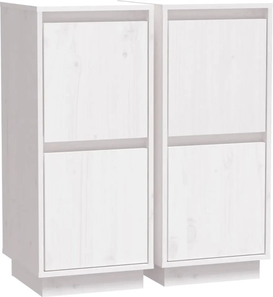 vidaXL Servante, 2 buc., alb, 31,5x34x75 cm, lemn masiv de pin
