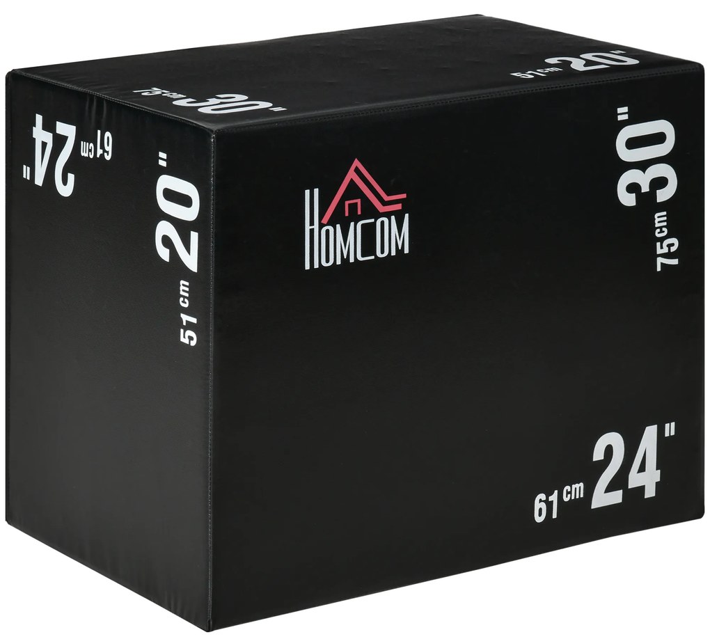 HOMCOM Cutie Pliometrică Multifuncțională 3 în 1, Antrenament CrossFit, MMA, Fitness Acasă sau la Sala, 76x51x61cm | Aosom Romania