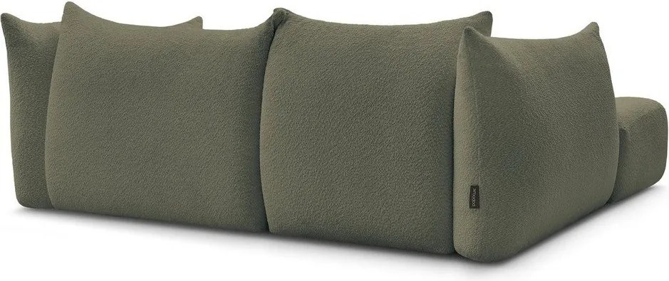 Colțar verde cu tapițerie din țesătură bouclé (cu colț pe partea stângă/cu șezlong) Azra – Bobochic Paris