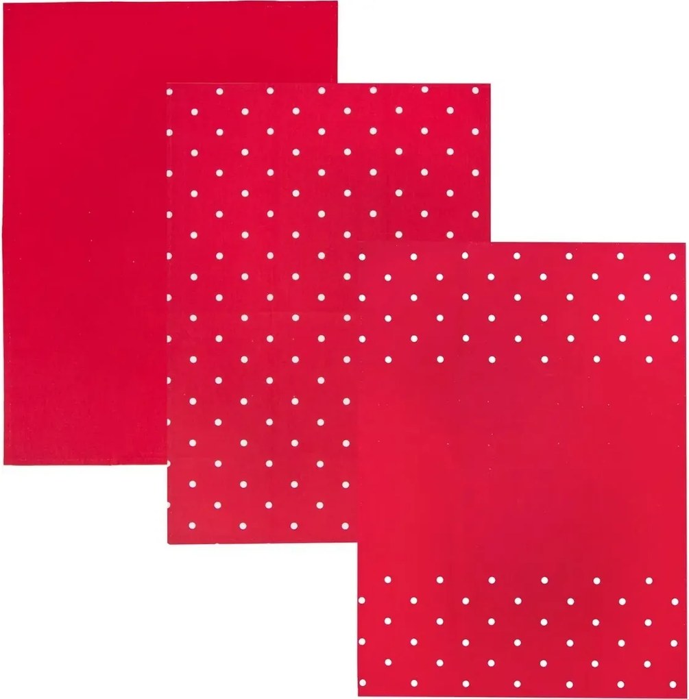Prosop bucătărie Buline, roșu, 50 x 70 cm, set 3 buc.