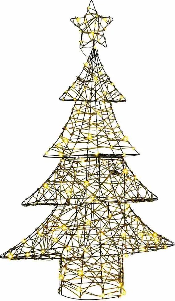 vidaXL Brad de Crăciun cu 120 LED Alb cald 150 cm Ratan