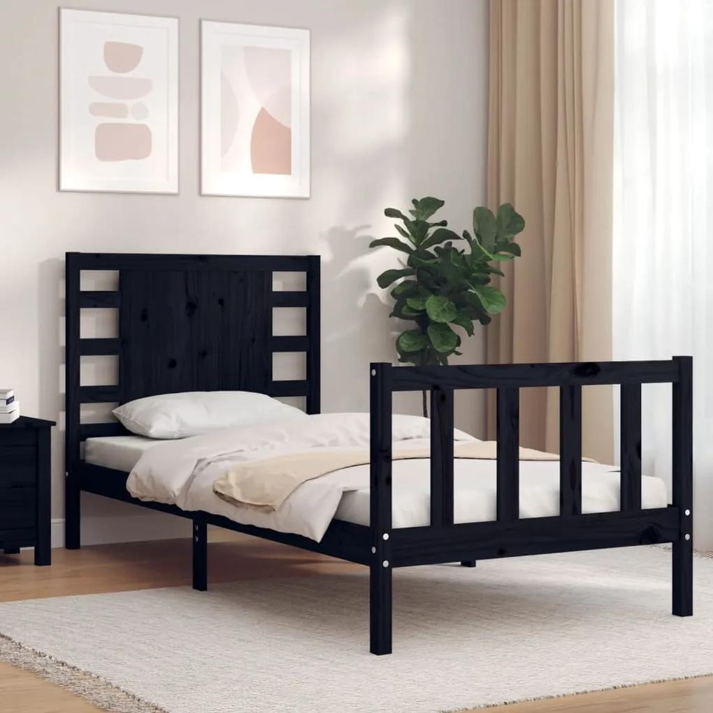 3192810 vidaXL Cadru de pat cu tăblie, negru, 100x200 cm, lemn masiv