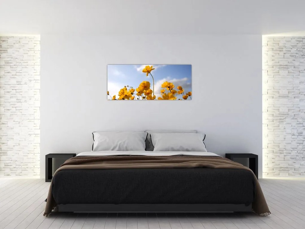 Tablou - Câmp cu flori galben deschis (120x50 cm)