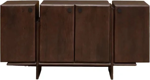 Comodă din lemn de mango și metal, cu 4 uși, maro antichizat, finisaj mat, 160×40×80, „Mogadi"