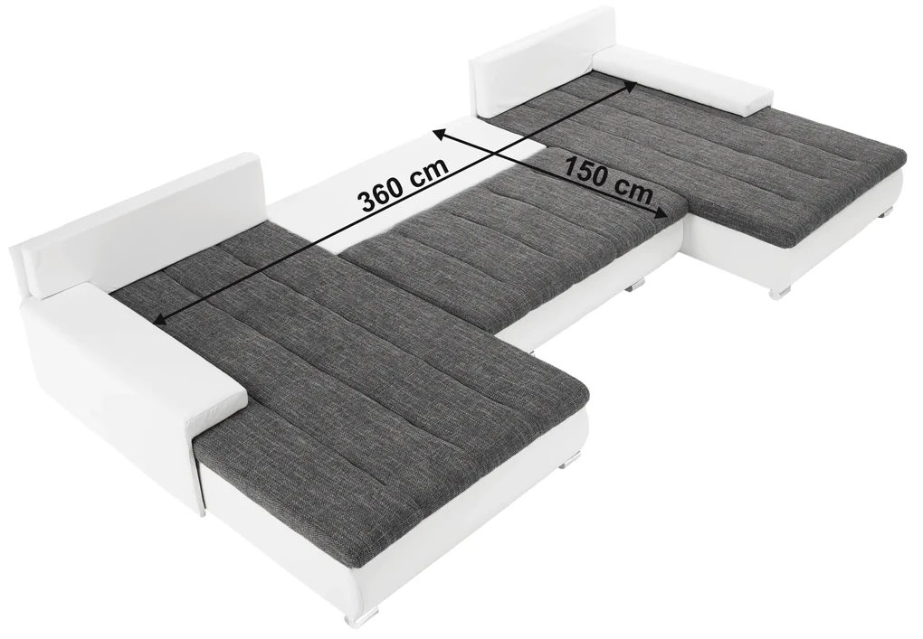 Canapea universală, piele ecologică albă / ţesătură gri, TONIKS U UNI