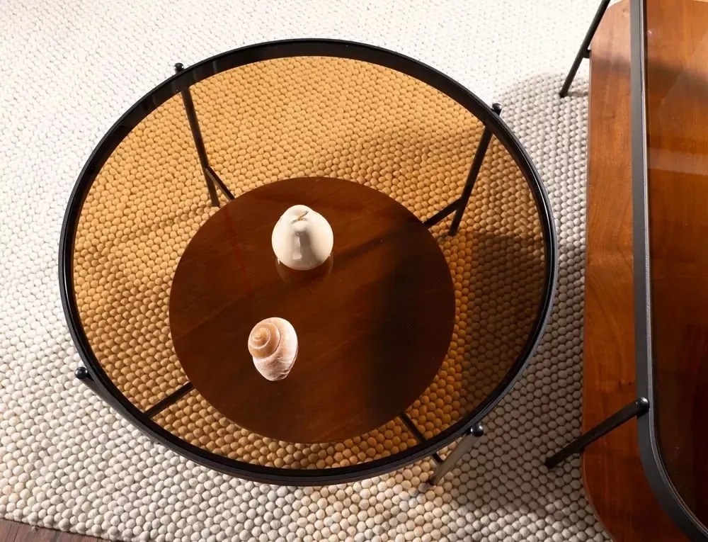 Masa de cafea Prima B chihlimbar transparent/nuc ø74/h43