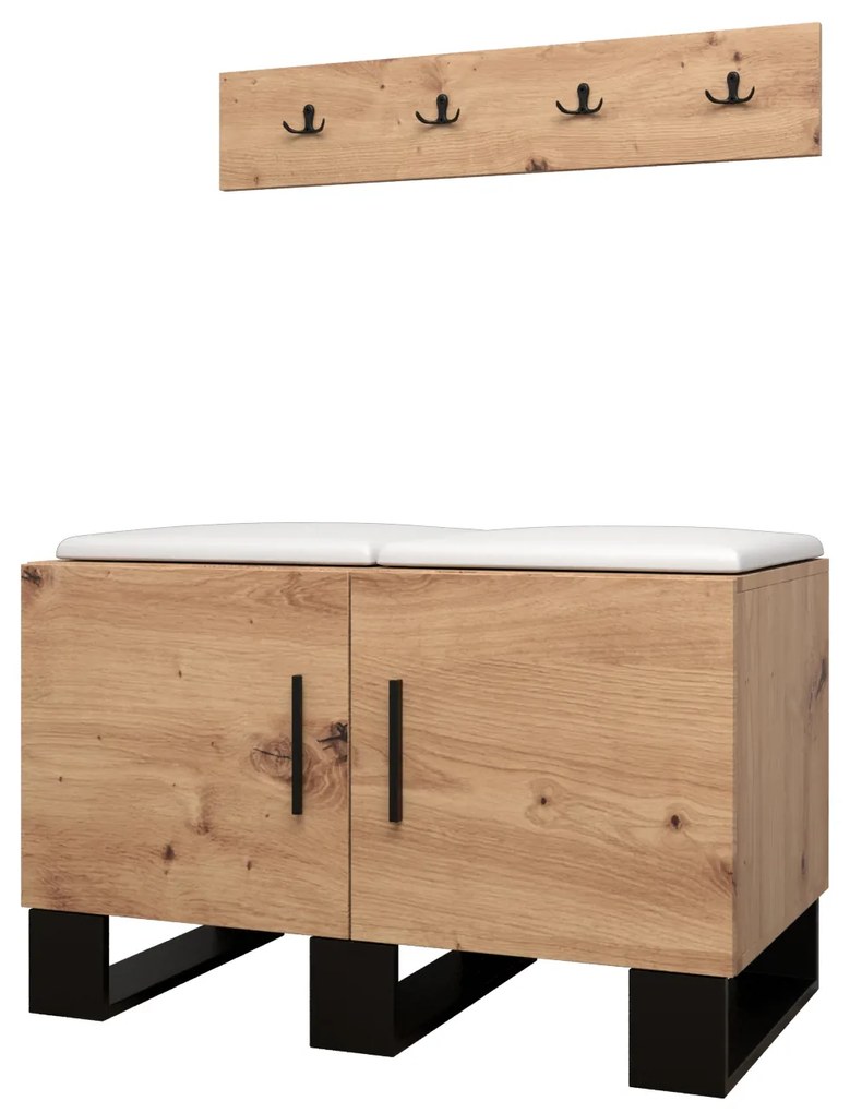 Set mobilier pentru hol Amanda 21 (Stejar artisan + Alb). 1086044