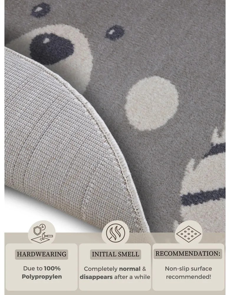 Covor pentru copii gri ø 140 cm Bear – Hanse Home