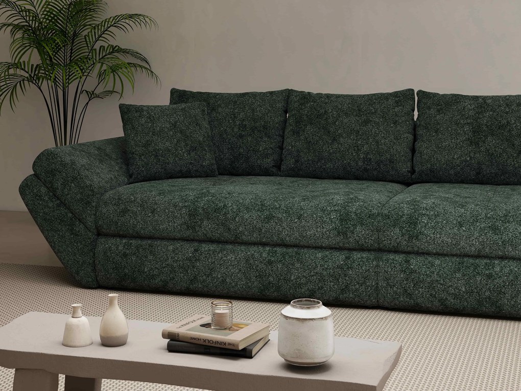 Canapea extensibilă dumonde cu ladă de depozitare si sezut confortabil din spuma high-density, Loana Euphoria Verde 300x100 cm