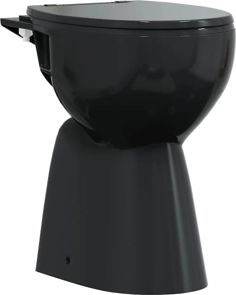 vidaXL Toaletă fără bord 7 cm înălțime suplimentară închidere ușoară ceramică neagră