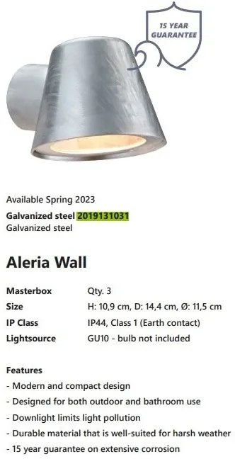 Aplica pentru perete exterior cu protectie IP44 Aleria Galvanized