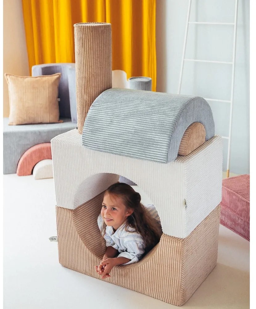 Teren de joacă din spumă verde mentă 3 buc. din catifea reiată înălțime 37 cm 75x49 cm Rainbow Montessori – Wigiwama