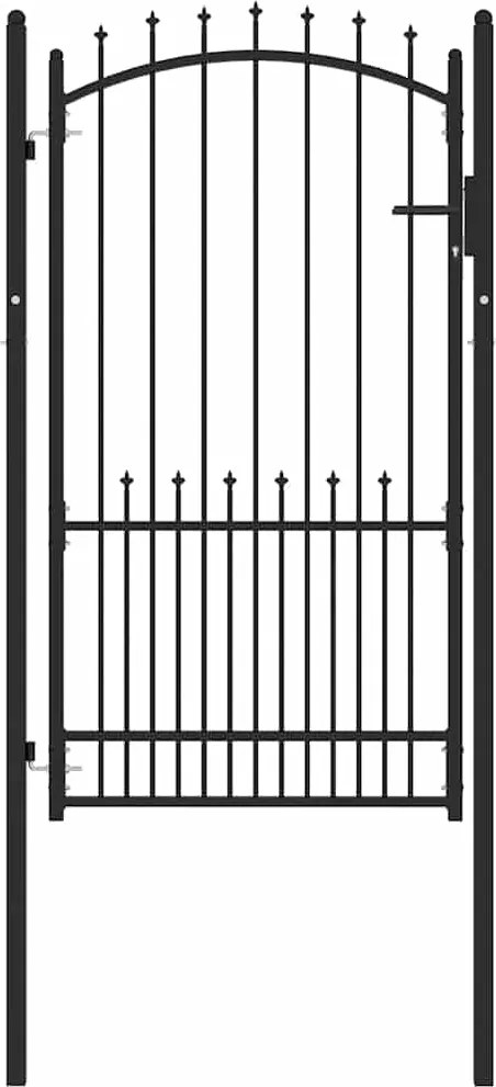 vidaXL Poartă de gard cu țepi cu blocare Negru 100 x 175 cm