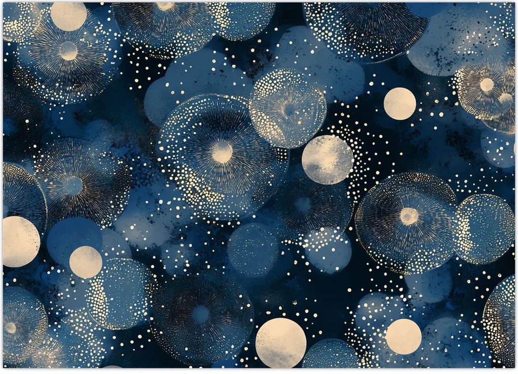 Tablou - Inele Albastru-Aurii (70x50 cm)