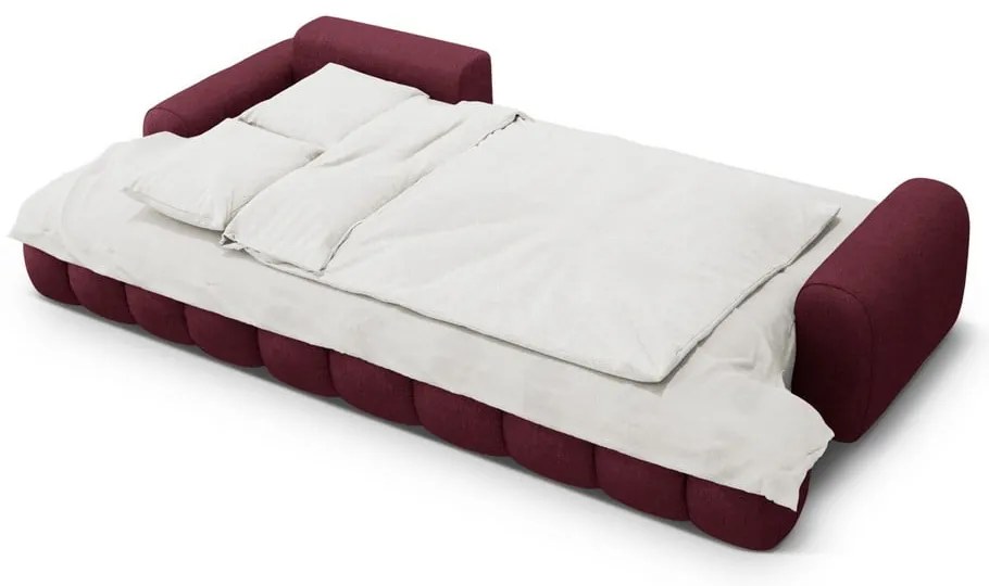 Colțar burgundy extensibil/cu spațiu de depozitare (cu colț pe partea stângă/cu șezlong) Linz – Cosmopolitan Design