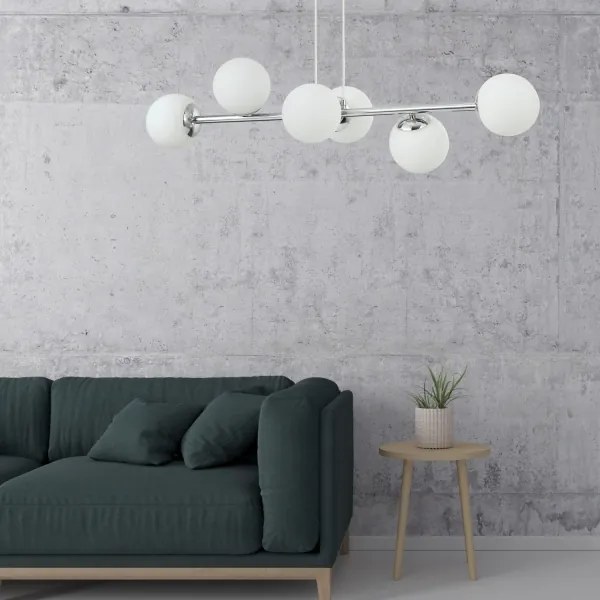 Lustră pe cablu MADDIE, 6 x E14, 5 W, 230 V, crom lucios