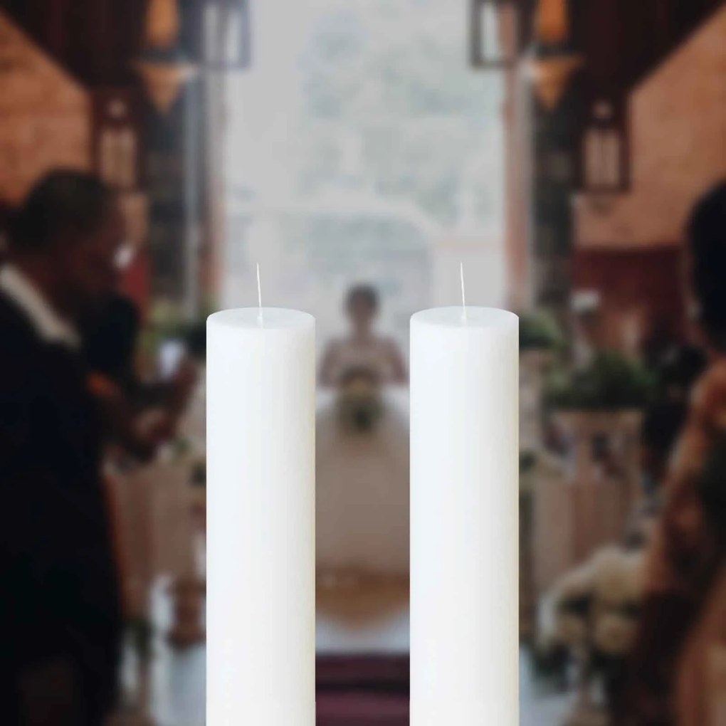 Set 2 Lumanari Nunta Albe 5,5 cm, 40 cm