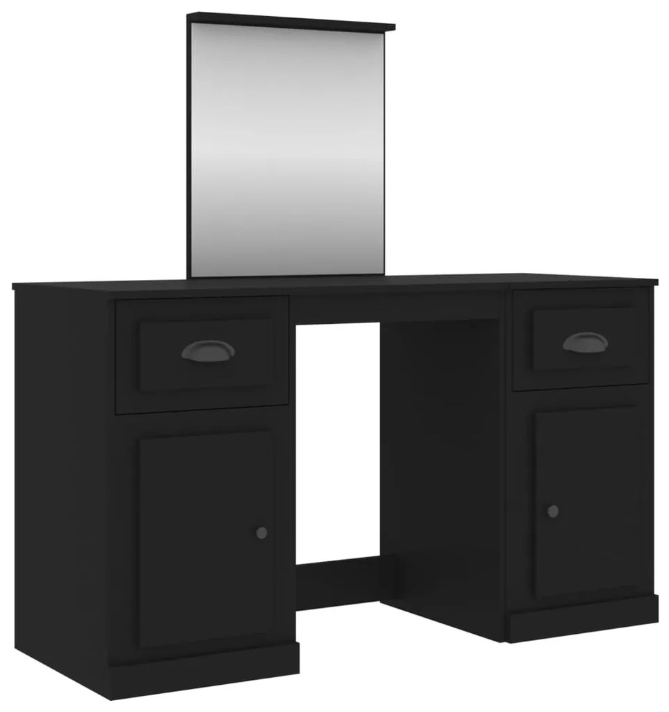 3185336 vidaXL Masă de toaletă cu oglindă, negru, 130x50x132,5 cm