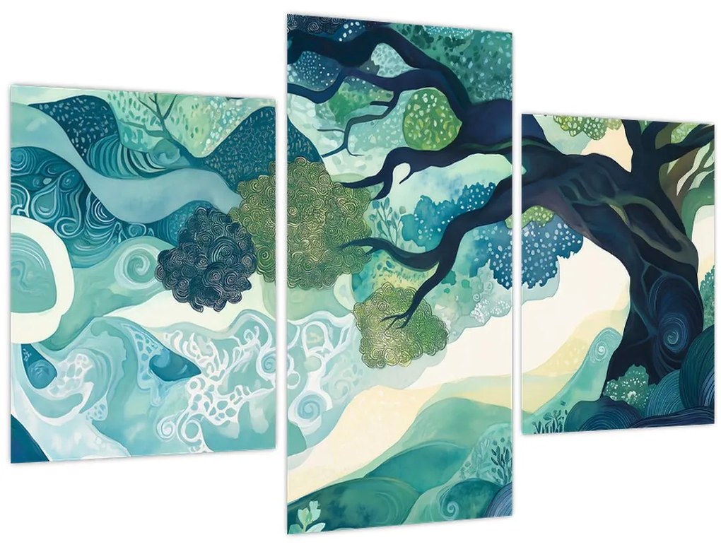 Tablou – Coroană verde a arborelui vieții (90x60 cm)