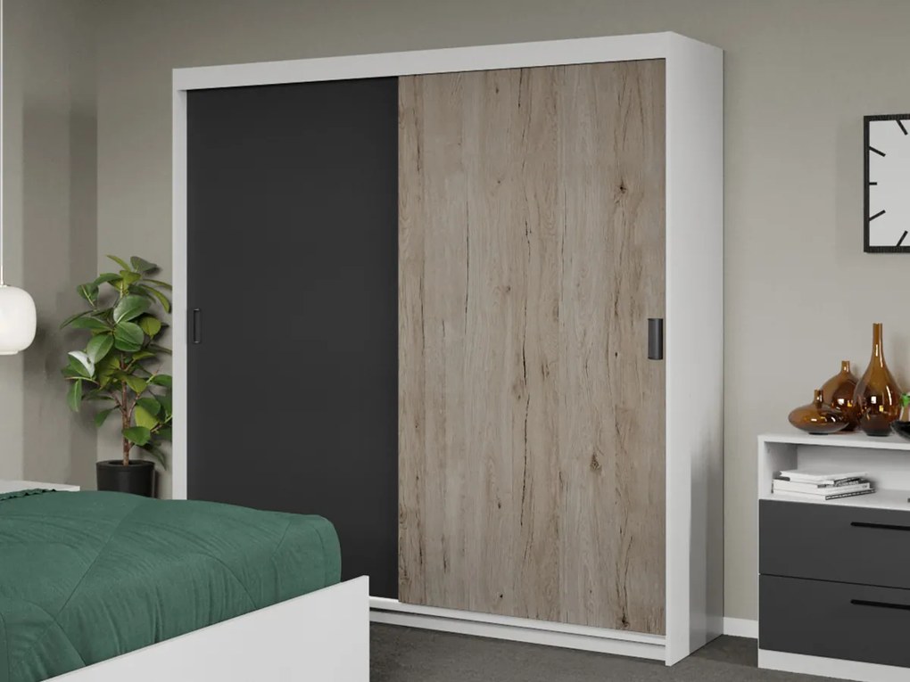 Set mobila dormitor Odin Alb/Antracit/San Remo C24