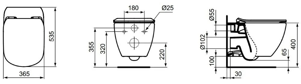 Vas WC IDEAL STANDARD TESI suspendat Aquablade T007901