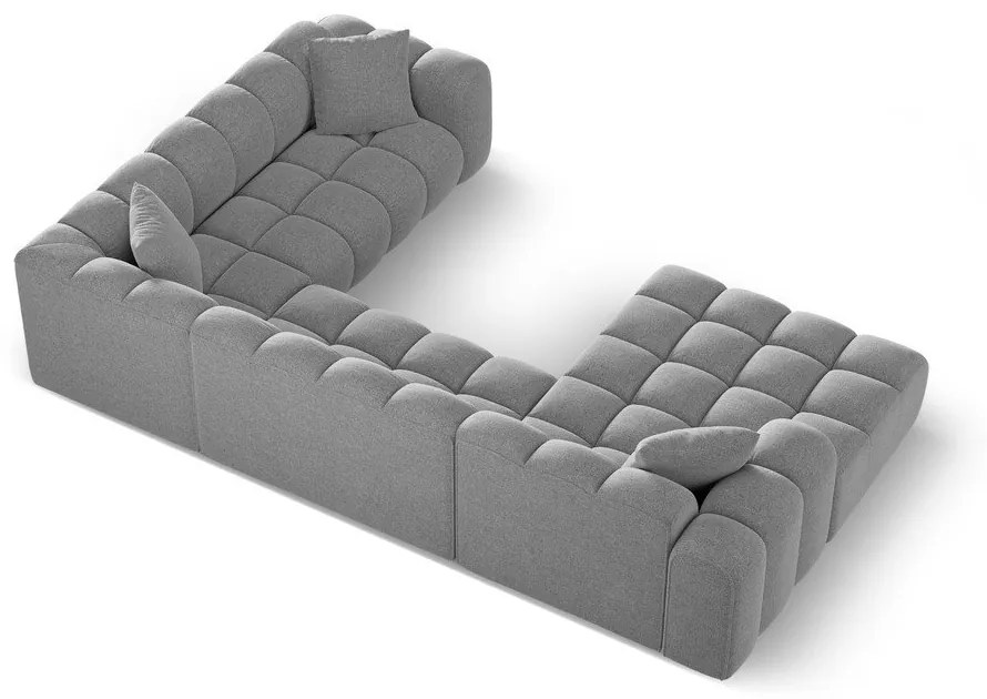 Colțar gri deschis cu tapițerie din chenille (cu colț pe partea dreaptă/în formă de "U") Treno – Cosmopolitan Design