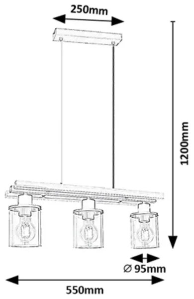 Lustră pe cablu NIYLAH 3xE27/25W/230V Rabalux 72083