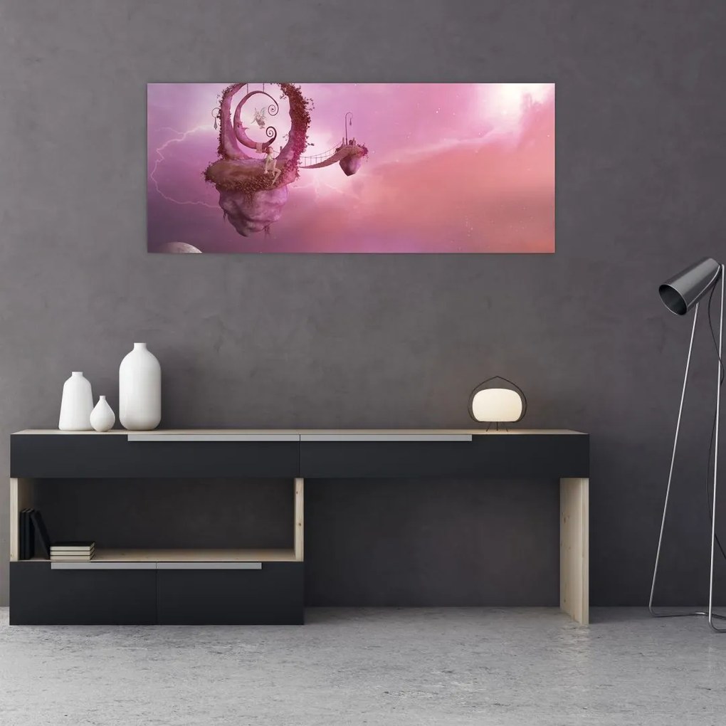 Tablou - Zână pe o insulă plutitoare (120x50 cm)