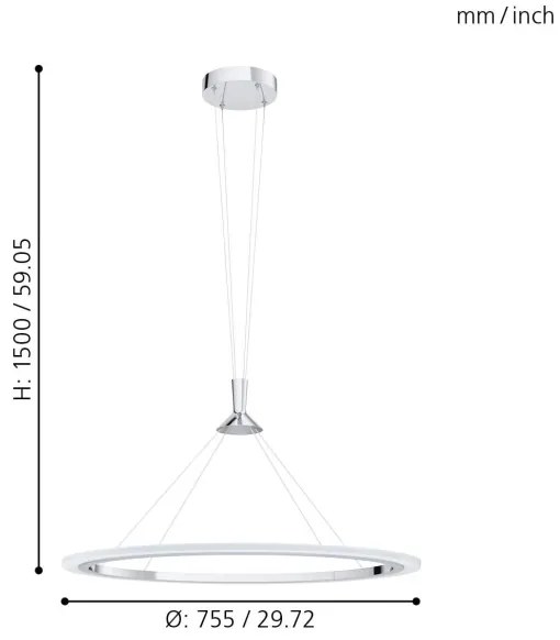 Eglo 98427 - Lustră LED RGB dimabilă pe cablu HORNITOS-C LED/37W/230V + telecomandă