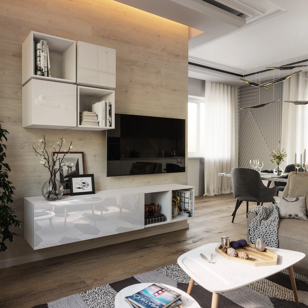 Mobilier living Berny 43 (alb + alb lucios). 1041461