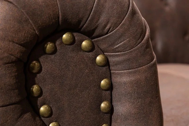 Canapea clasica stil englezesc Chesterfield II 3 locuri, maro vintage