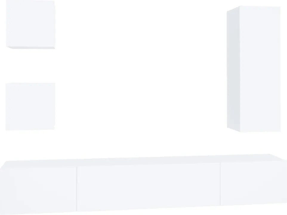 vidaXL Set dulap TV, 5 piese, alb, lemn prelucrat