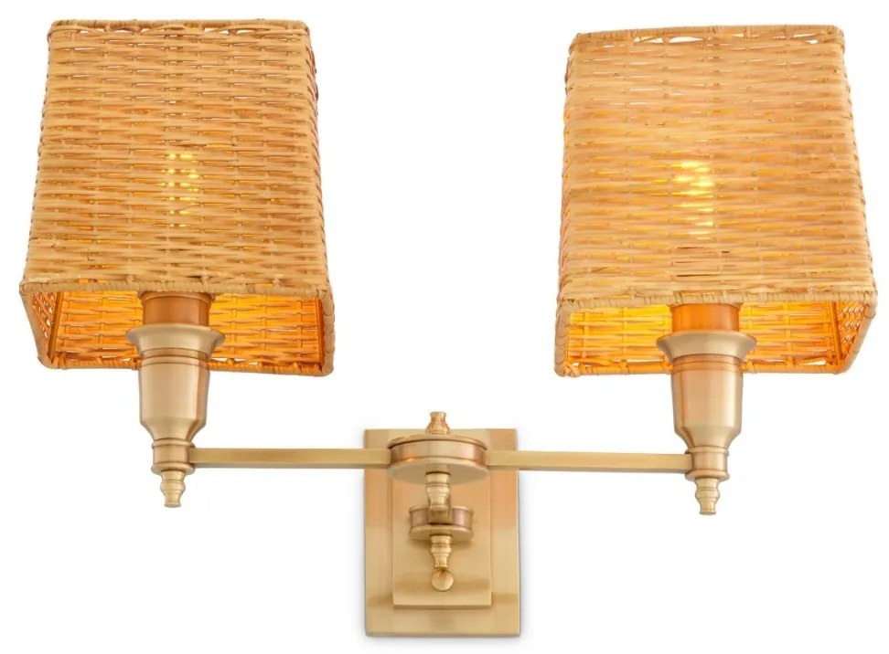 Aplica de perete LUX cu abajur din ratan Lexington alama antic