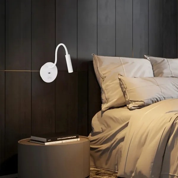 Lampă LED flexibilă de perete cu port USB Brilagi MAYA LED/3W/230V alb