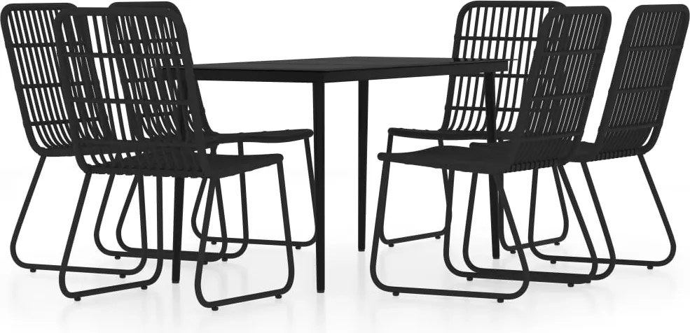 vidaXL Set de servit masa pentru grădină, 7 piese, negru