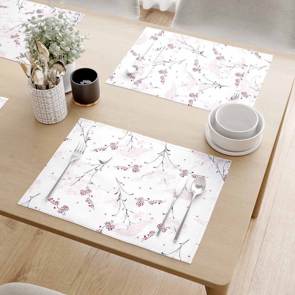 Goldea suporturi farfurii 100% bumbac - flori japoneze pe alb - 2 buc 30 x 40 cm