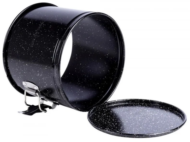 Kinghoff KH 1787 Tava pentru tort cu fund drop, 8 cm, pereți extensibili, finisaj marmură, oțel, negru