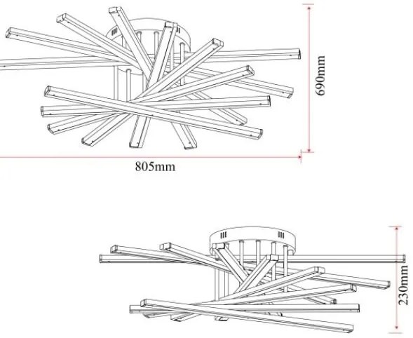 Lustră LED cu 9 surse de iluminare, 164W, cu telecomandă – Design elegant auriu