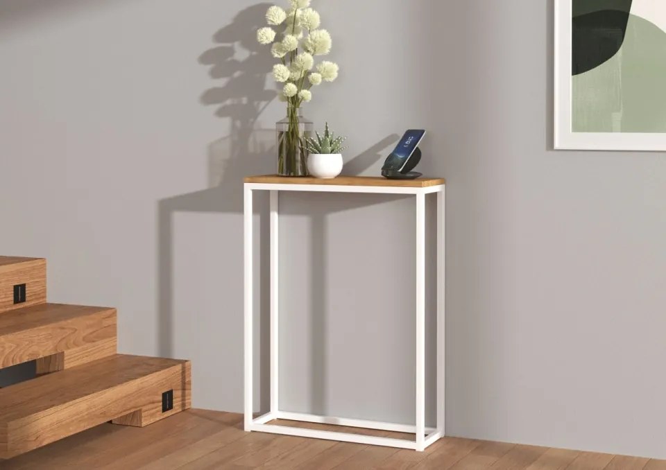 Consolă hol, 60x20x80 cm, LUCAS, ADRK Furniture (Culoare: Negru / Artisan)