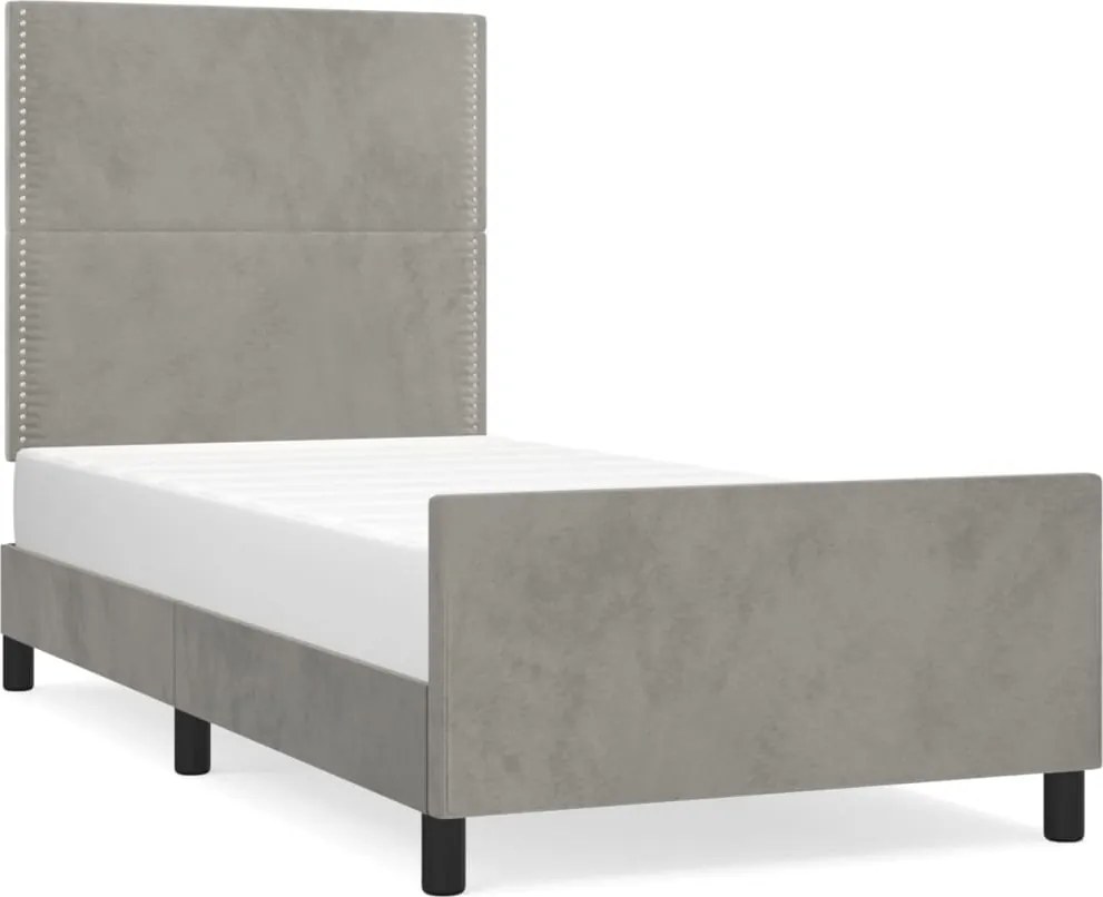 vidaXL Cadru de pat fără saltea, gri deschis, 80x200 cm, catifea