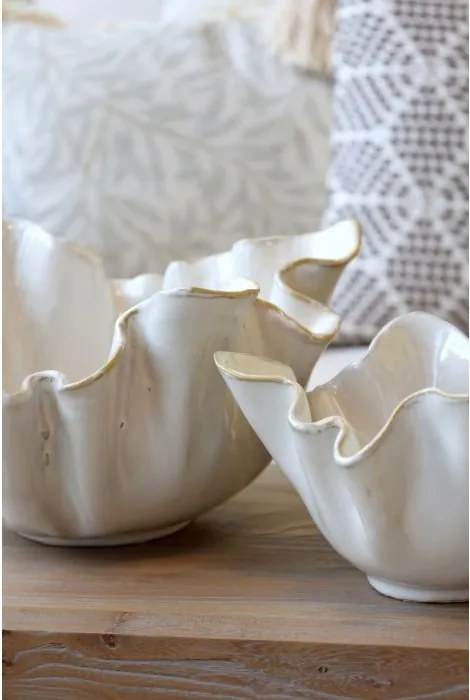 Bol decorativ din ceramica, cu margine canelată