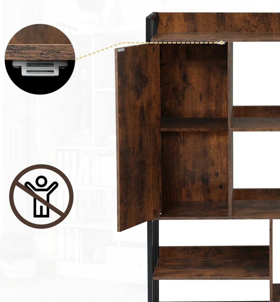 Librărie industrială cu 6 rafturi, Negru+Maro | Aosom Romania