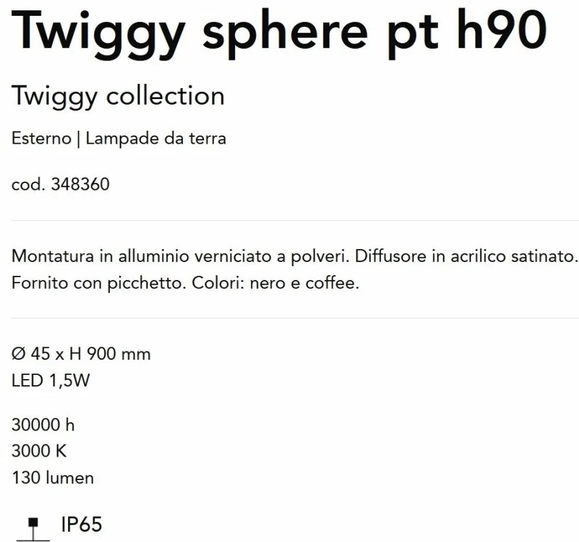 Tarus LED iluminat exterior IP65 Twiggy sphere pt H-90cm cafeniu