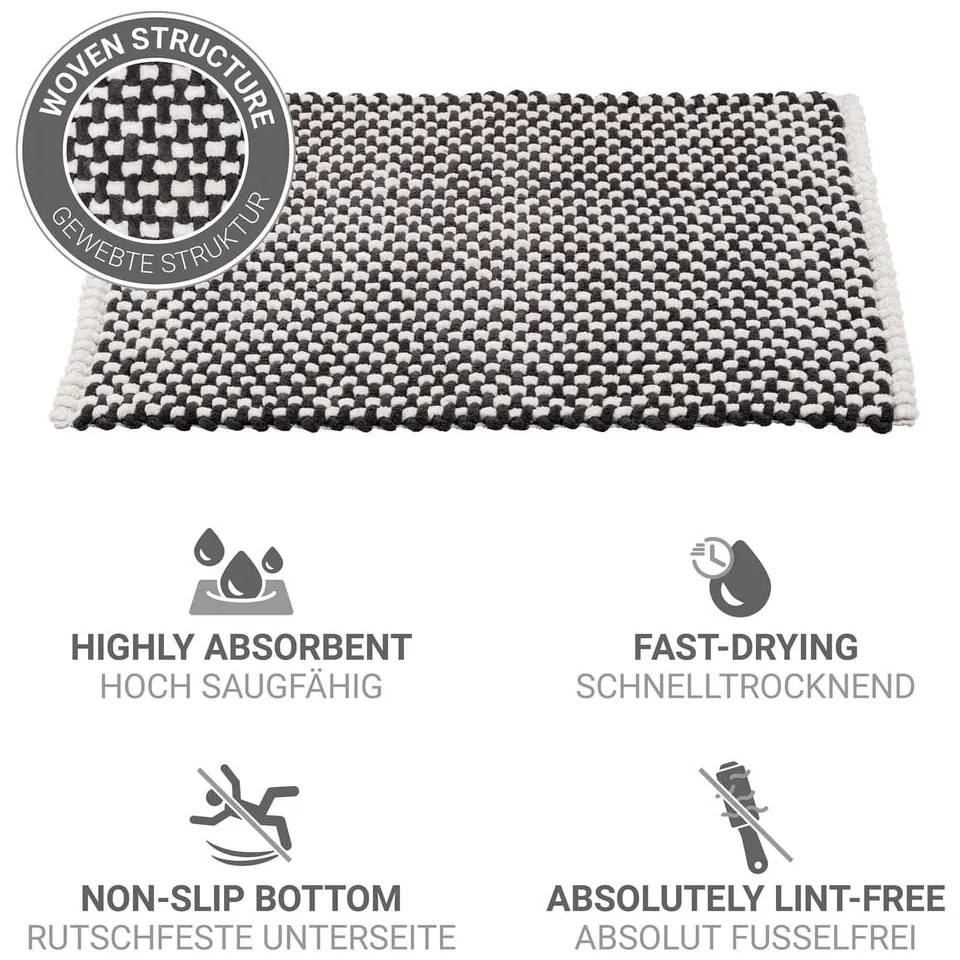 Covoraș de baie alb-negru din material textil 50x80 cm Covelo – Wenko