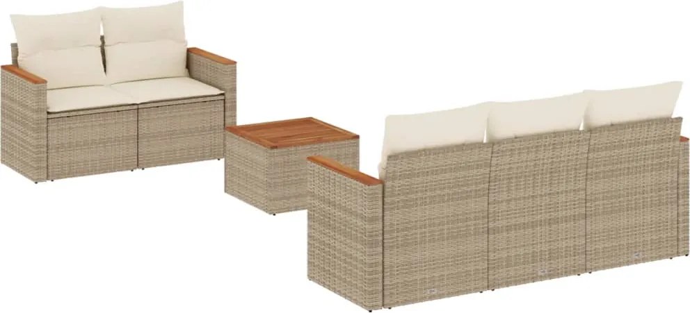 vidaXL Set canapele de grădină cu perne, 6 piese, bej, poliratan