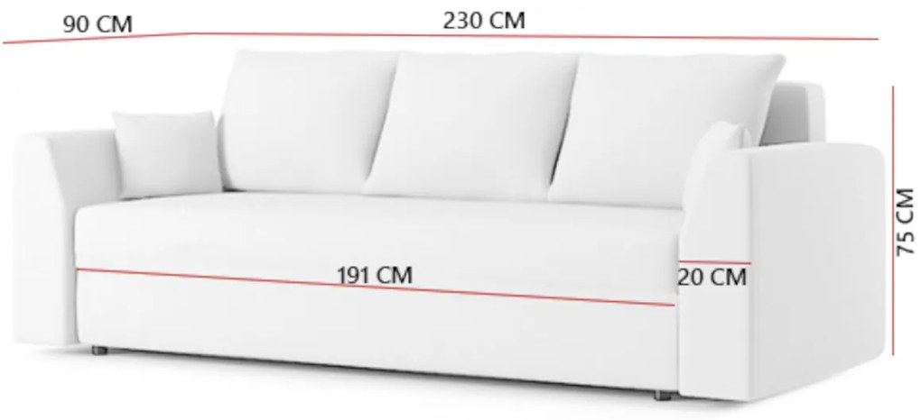 Supermobel Canapea extensibilă ZARTA,230x75x90,lawa 09/soft 17