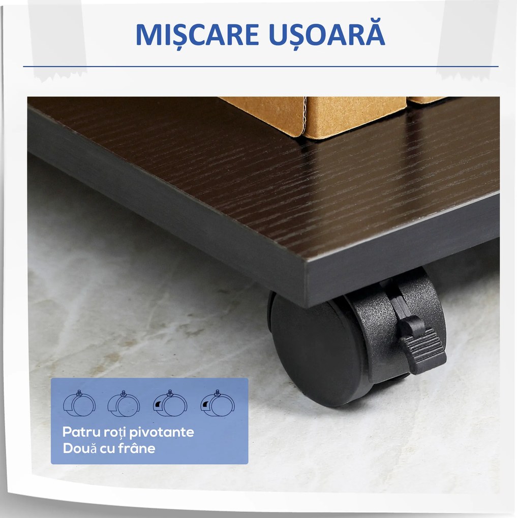 Vinsetto Mobilă Imprimantă Lemn cu Sertar și 2 Etajere, Design Compact, 60x40x68.5cm, Negru | Aosom Romania