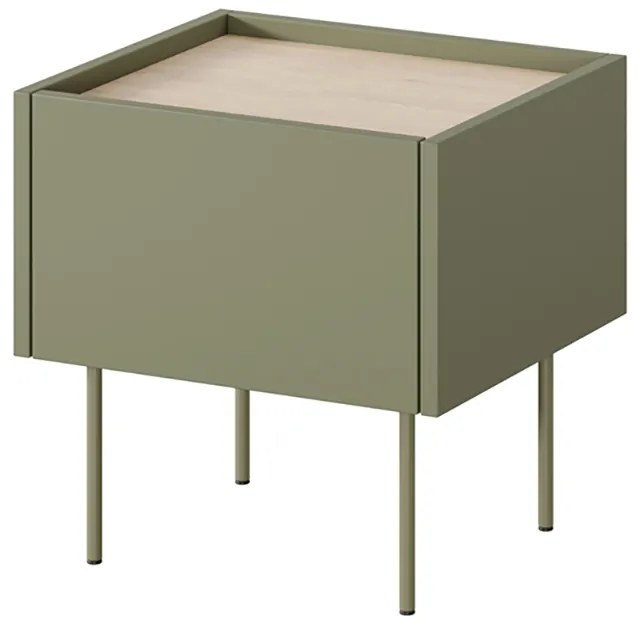 Măsuță de noptieră cu sertar Desin 45 cm 1S - Olive / Stejar nagano